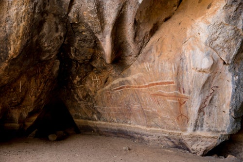古老的原住民岩石艺术Chillagoe附近,昆士兰,澳大利亚