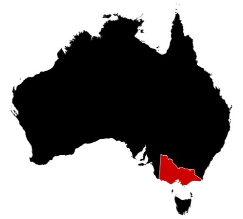 澳大利亚地图，维多利亚突出显示