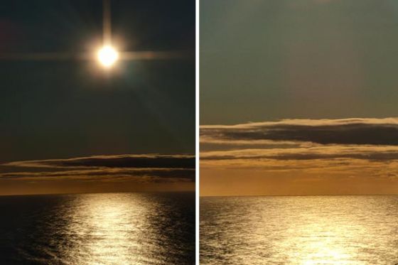 太阳在海洋放大的照片