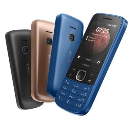 诺基亚225 4G手机有三种颜色，白色背景