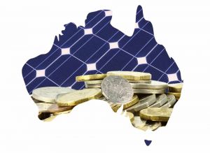 澳大利亚的太阳能板地图和硬币