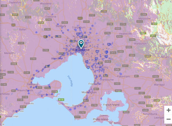 Optus在墨尔本的5G覆盖地图