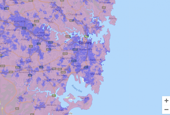 Optus在悉尼的5G覆盖地图
