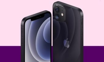 黑色iphone 12有紫色背景