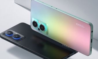 Oppo Reno8 Lite 5G手机黑色和彩虹